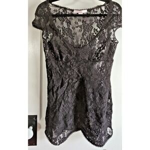 Victoria's Secret black lace baby doll goth nightie dress‎